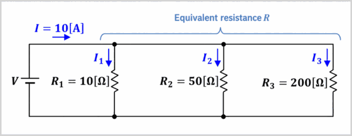 Current Divider Example (3 Resistors in Parallel)