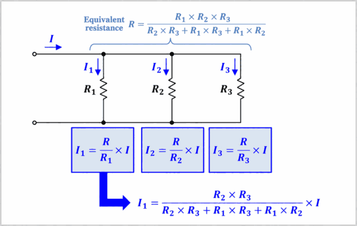 Current Divider Rule - 3 Resistors in Parallel